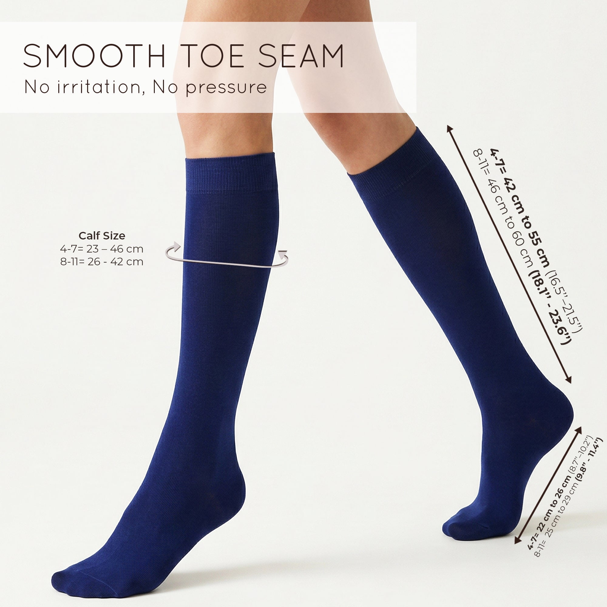 Unisex wearing ındigo Mysocks knee-high combed cotton socks