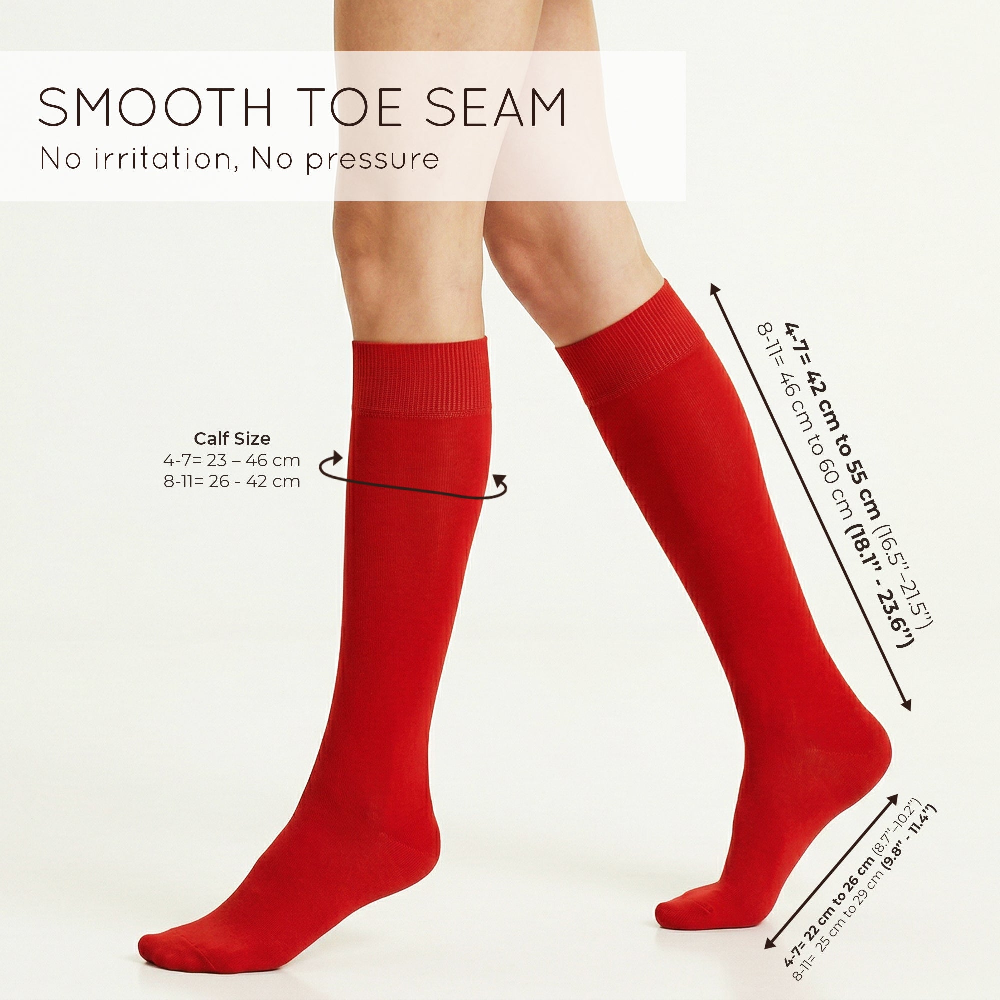 Unisex wearing red Mysocks knee-high combed cotton socks