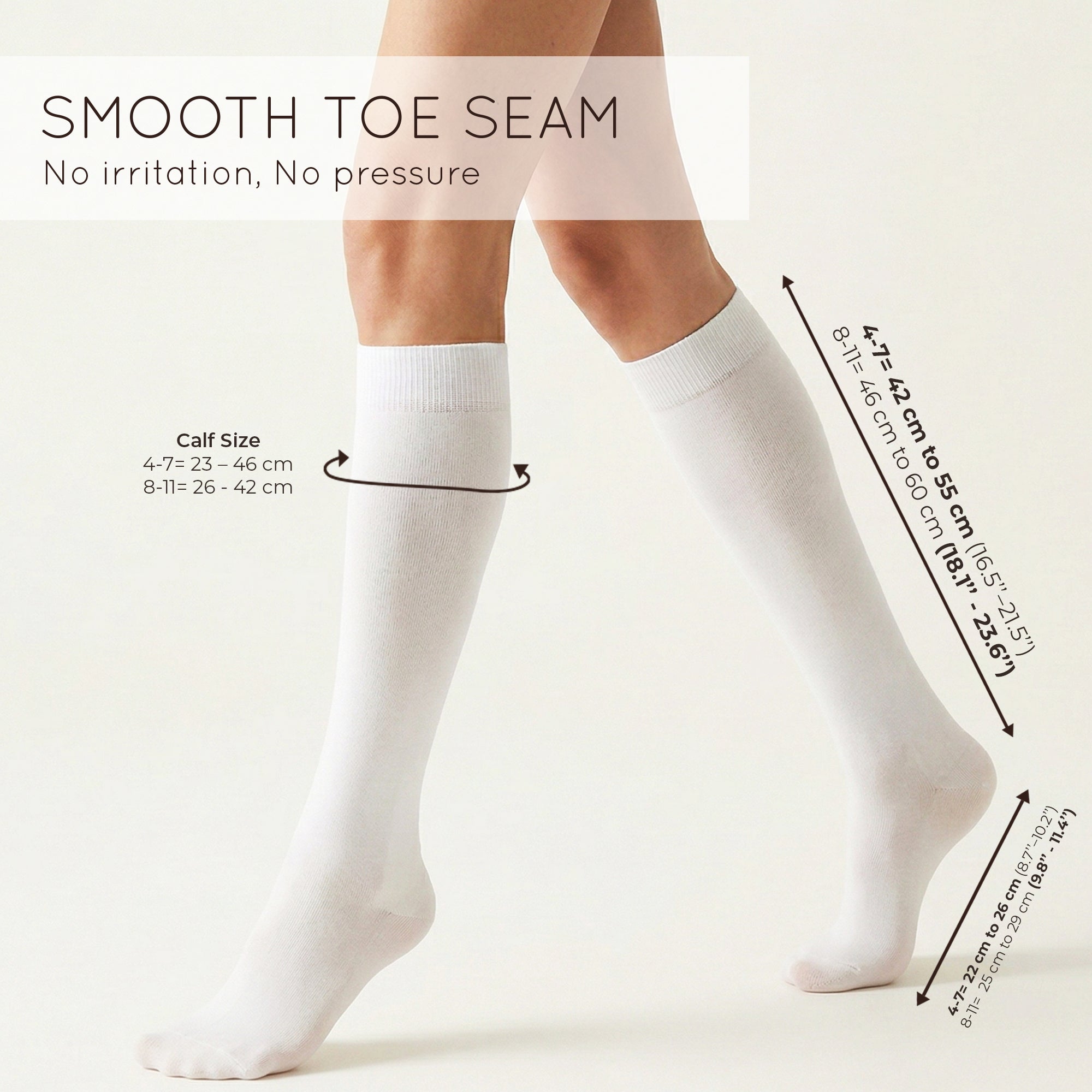 Unisex wearing white Mysocks knee-high combed cotton socks