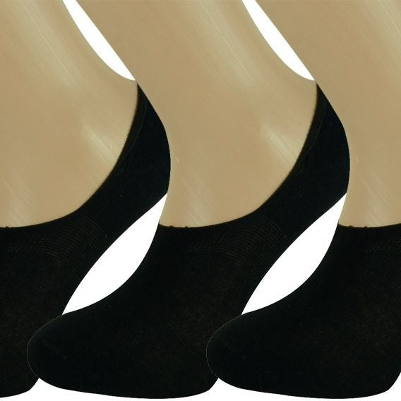 3 pairs of black modal pop socks for men and women, low cut no-show design showing material details.