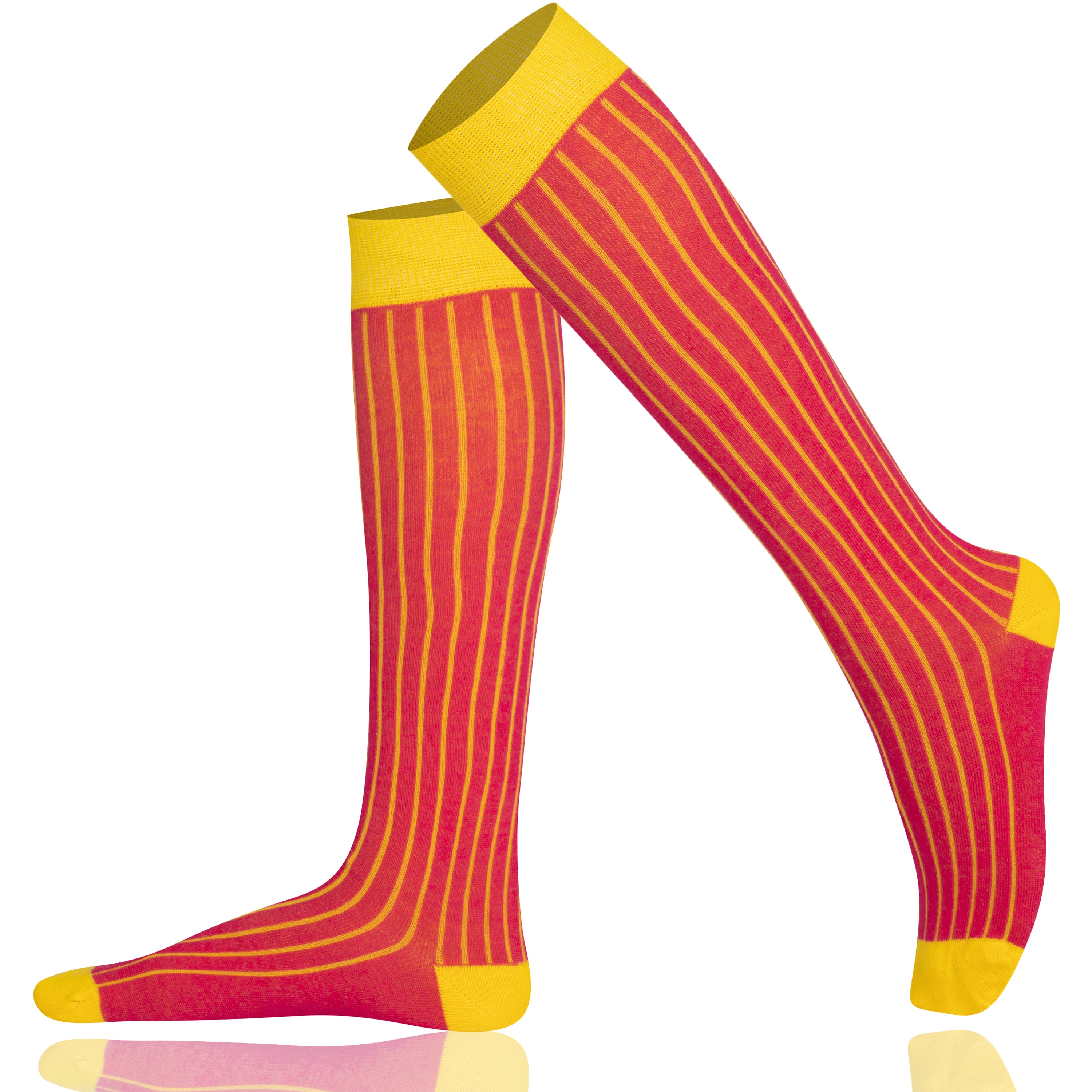 Pink and yellow ribbed socks
