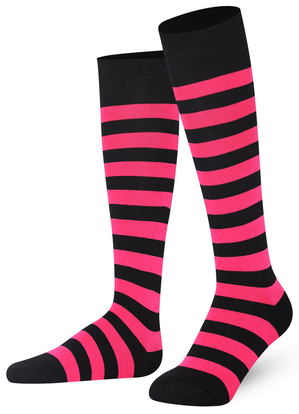 Black and pink striped knee-high socks