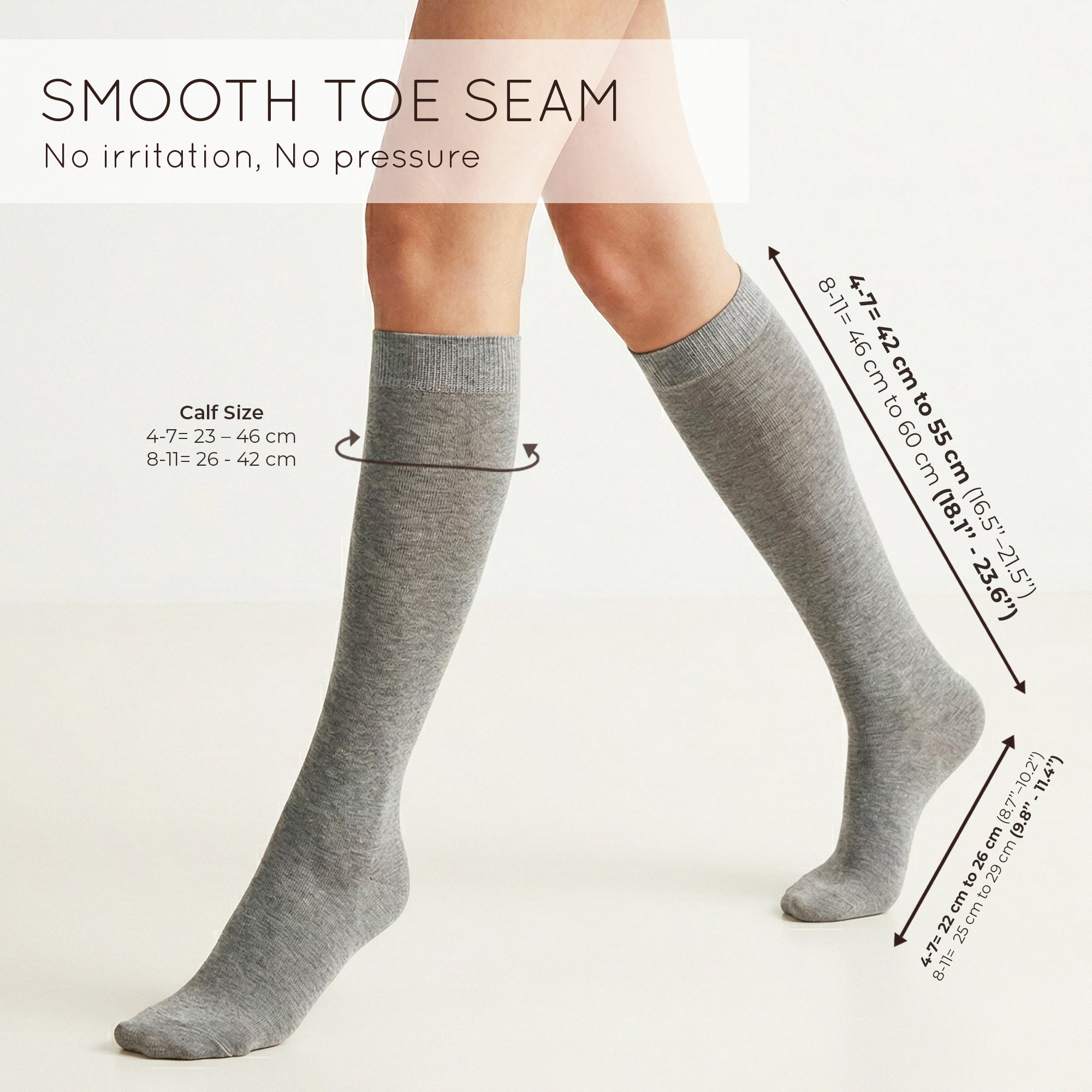Unisex wearing ash Mysocks knee-high combed cotton socks