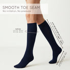Unisex wearing navy Mysocks knee-high combed cotton socks