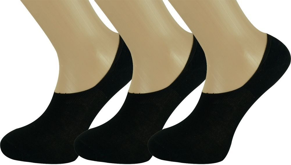 3 pairs of black modal pop socks for men and women, low cut no-show design showing material details.