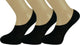 3 pairs of black modal pop socks for men and women, low cut no-show design showing material details.