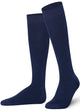Unisex wearing navy Mysocks knee-high combed cotton socks