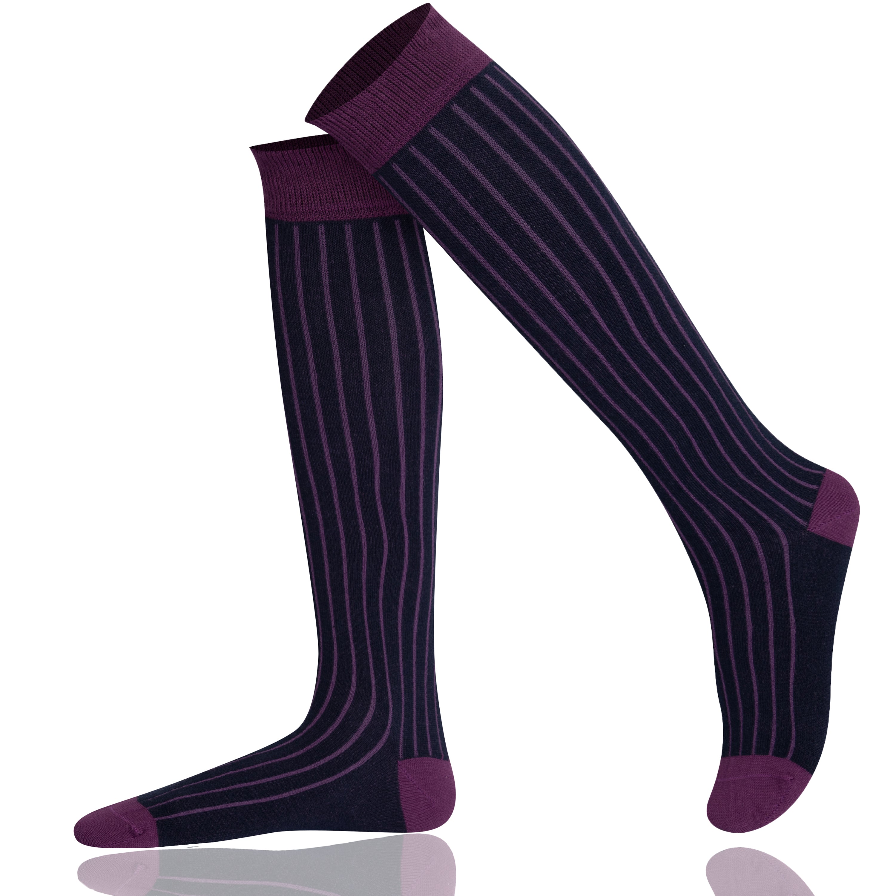 Pair of purple knee-high socks with 