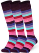 Mysocks Stripe 3 Pairs Knee High Socks | Combed Cotton & Seamless Toe