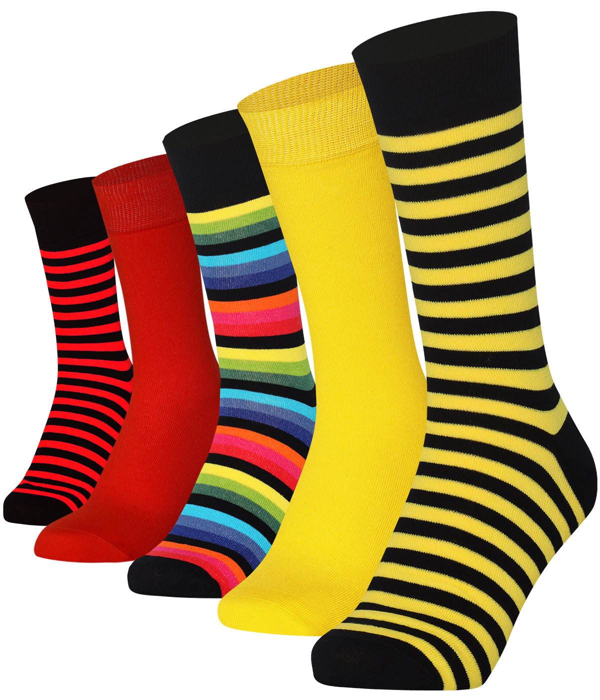 Mysocks 5 Pairs Multicolour Stripe Socks | Combed Cotton & Seamless Toe