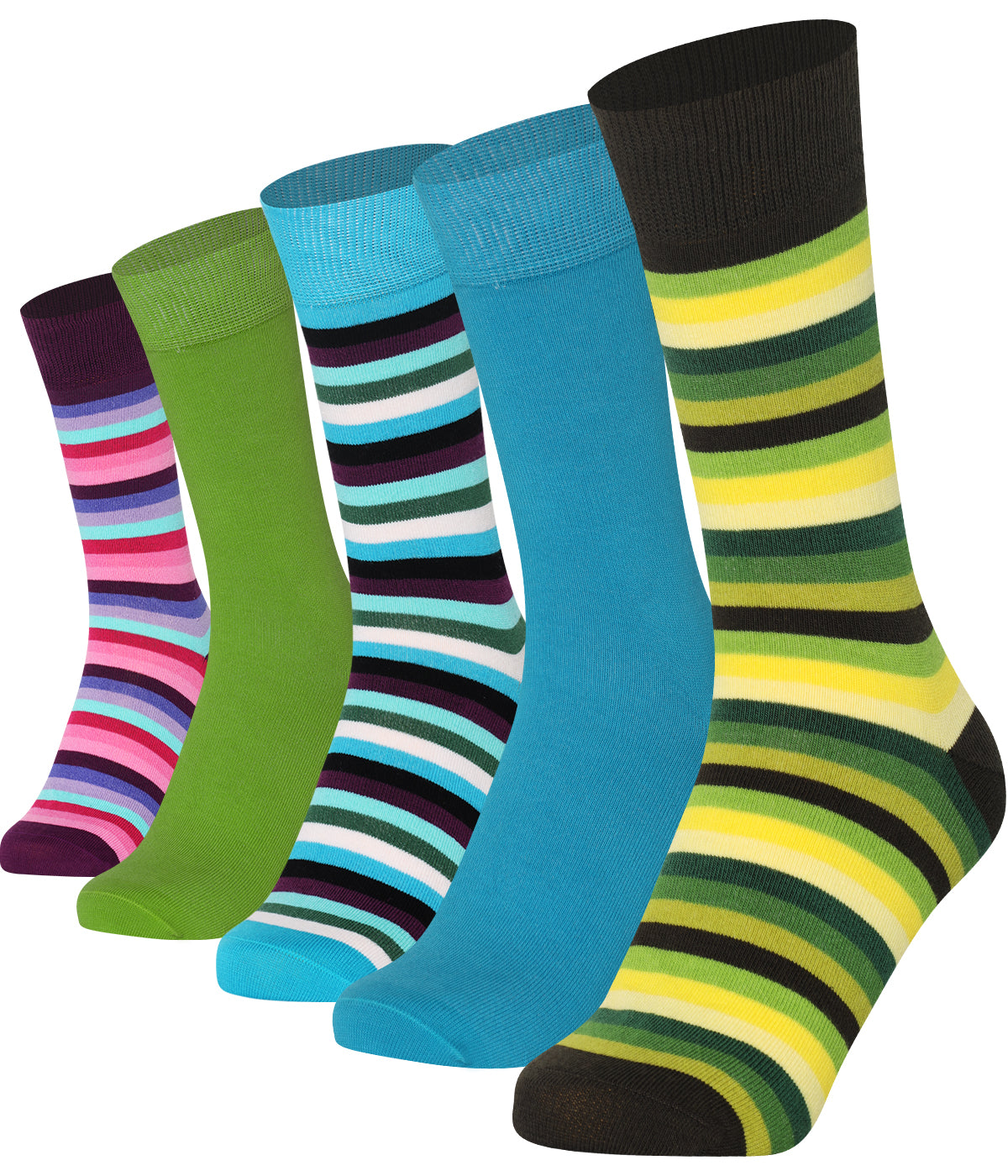 Mysocks 5 Pairs Multicolour Stripe Socks | Combed Cotton & Seamless Toe