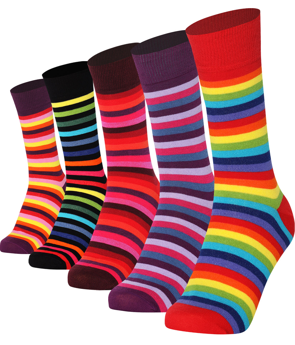 Mysocks 5 Pairs Multicolour Stripe Socks | Combed Cotton & Seamless Toe