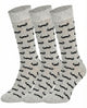 Three pairs of Mysocks unisex crew socks featuring a ash and black moustache design.