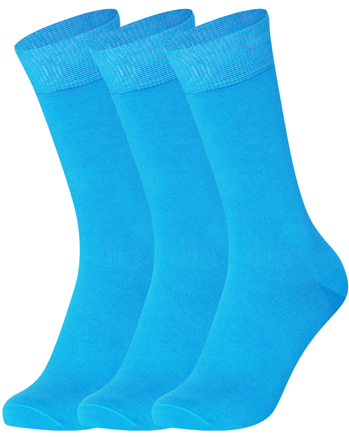 Mysocks Men Women socks plain Turquoise Blue 3 Pair Pack Seamless Toe Cotton Socks