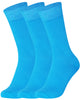 Mysocks Men Women socks plain Turquoise Blue 3 Pair Pack Seamless Toe Cotton Socks