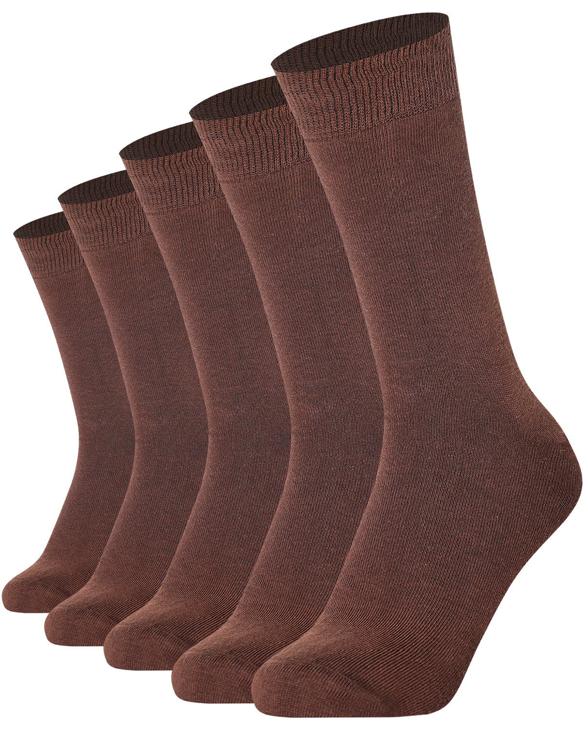 Mysocks men women socks plain Brown 5 Pair Pack Seamless Toe Cotton Socks