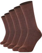 Mysocks men women socks plain Brown 5 Pair Pack Seamless Toe Cotton Socks