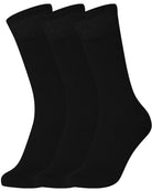 Black Mysocks men women socks plain cotton, 3 pair pack featuring seamless toe for sensitive feet.