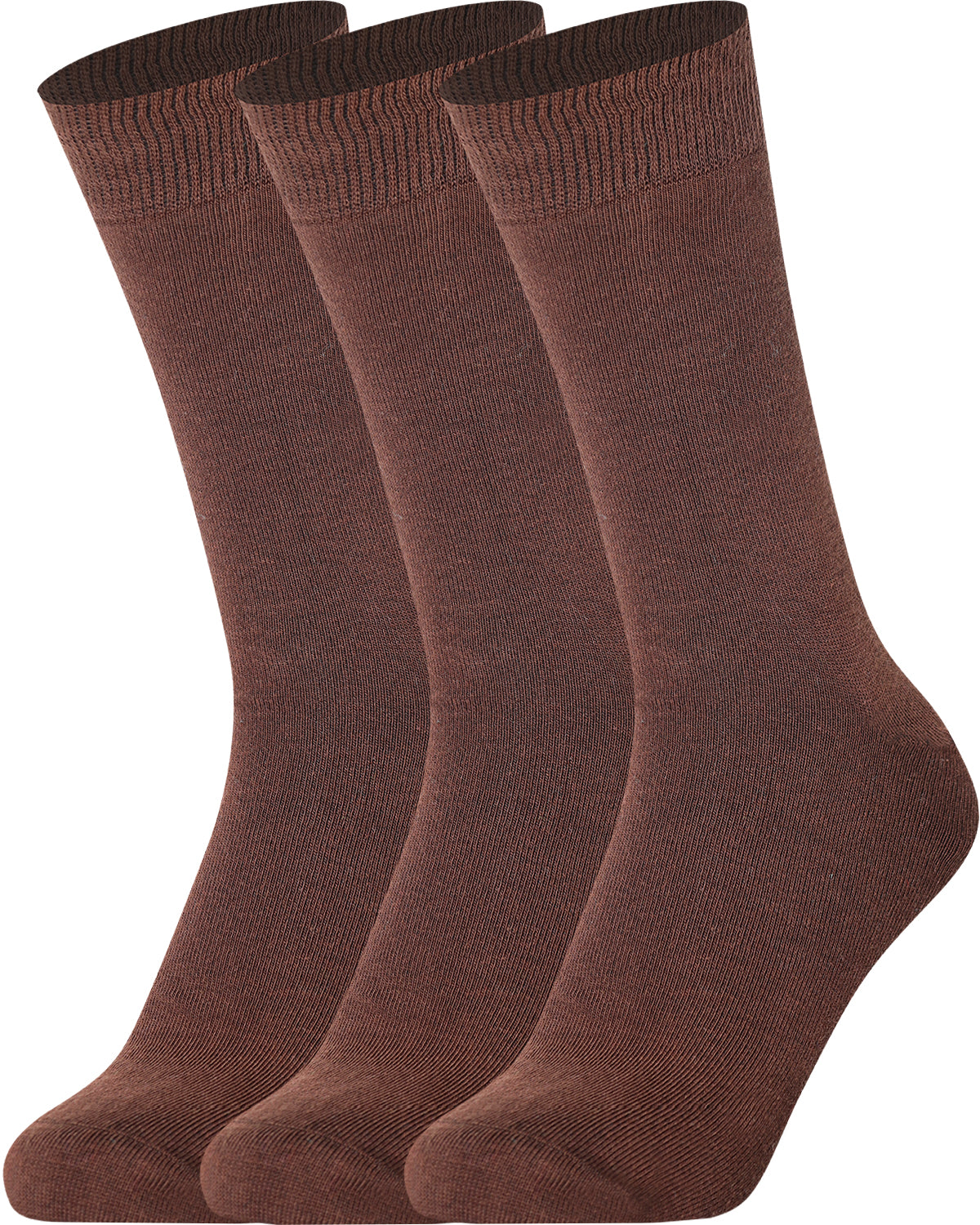 Brown Mysocks men women socks plain cotton, 3 pair pack featuring seamless toe for sensitive feet.