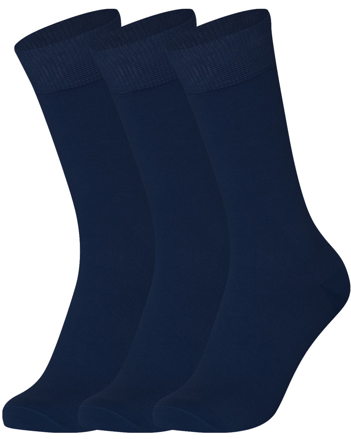 Navy blue Mysocks men women socks plain cotton, 3 pair pack featuring seamless toe for sensitive feet.