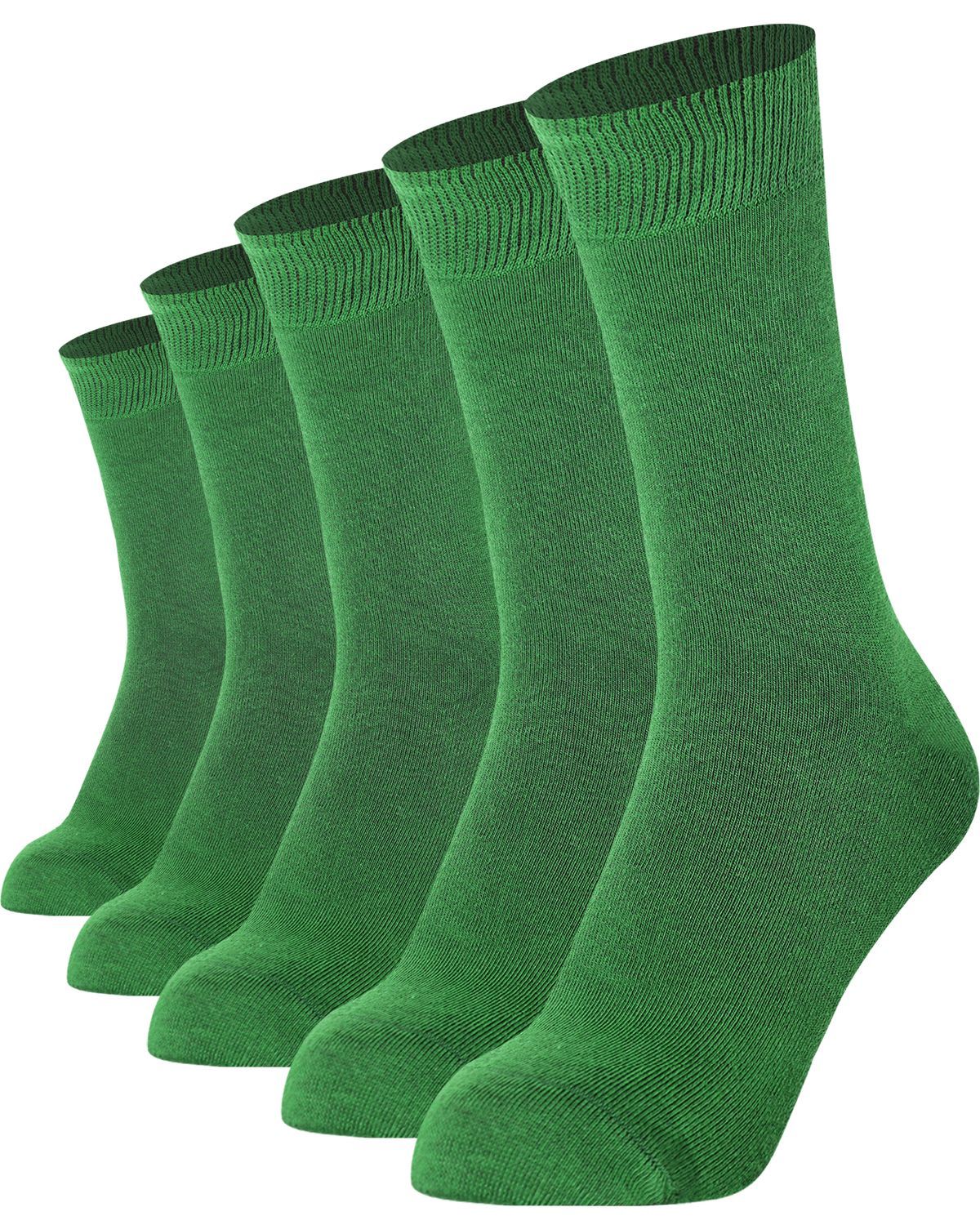 Mysocks men women socks plain green 5 Pair Pack Seamless Toe Cotton Socks