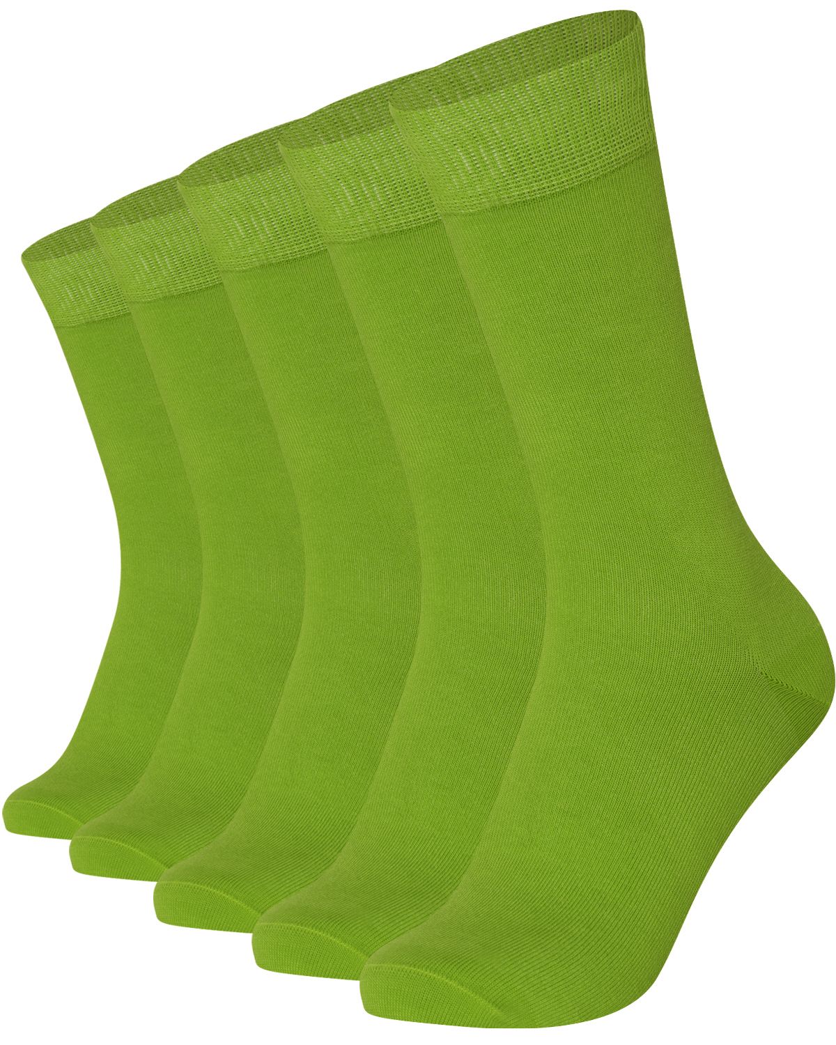 Mysocks men women socks plain lime green 5 Pair Pack Seamless Toe Cotton Socks