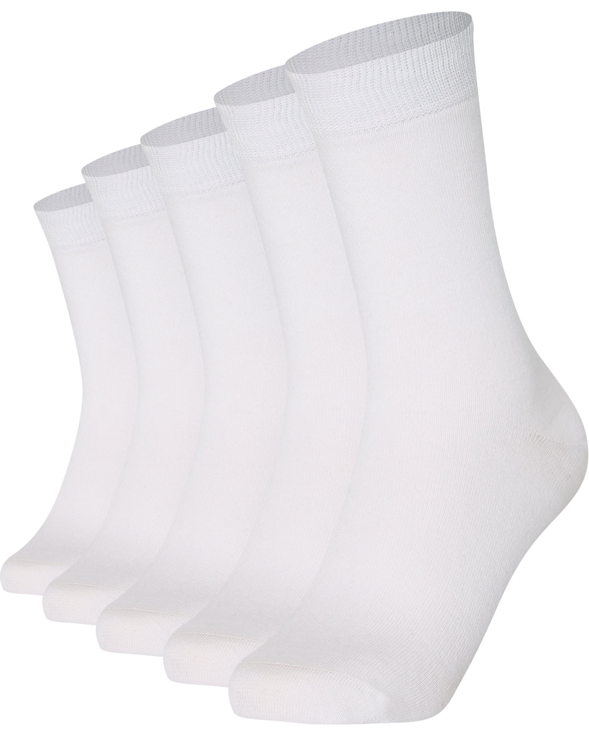 Mysocks men women socks plain white 5 Pair Pack Seamless Toe Cotton Socks