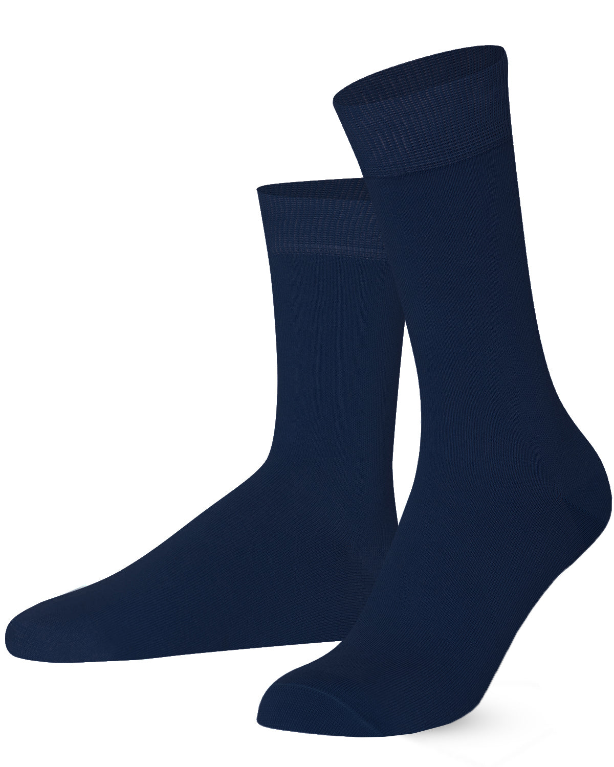 Mysocks unisex extra fine combed cotton crew socks in plain navy featuring a seamless toe