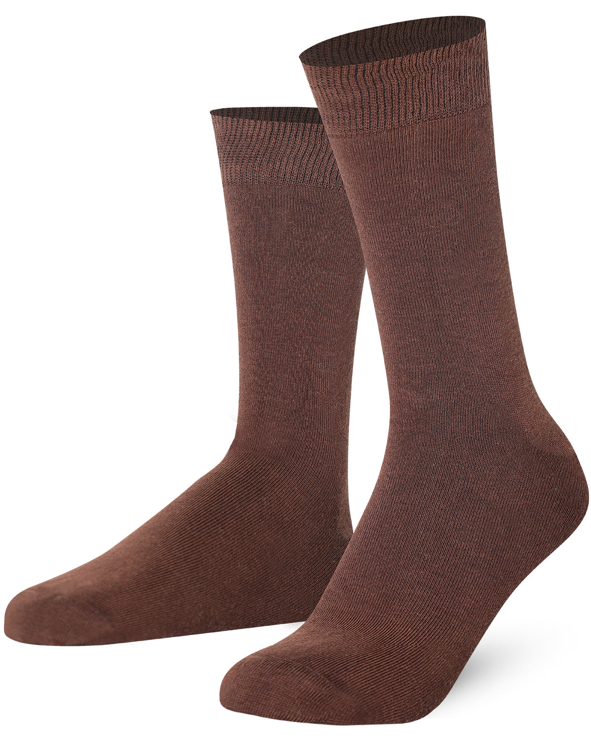 Mysocks unisex extra fine combed cotton crew socks in plain brown featuring a seamless toe