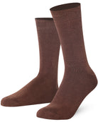 Mysocks unisex extra fine combed cotton crew socks in plain brown featuring a seamless toe