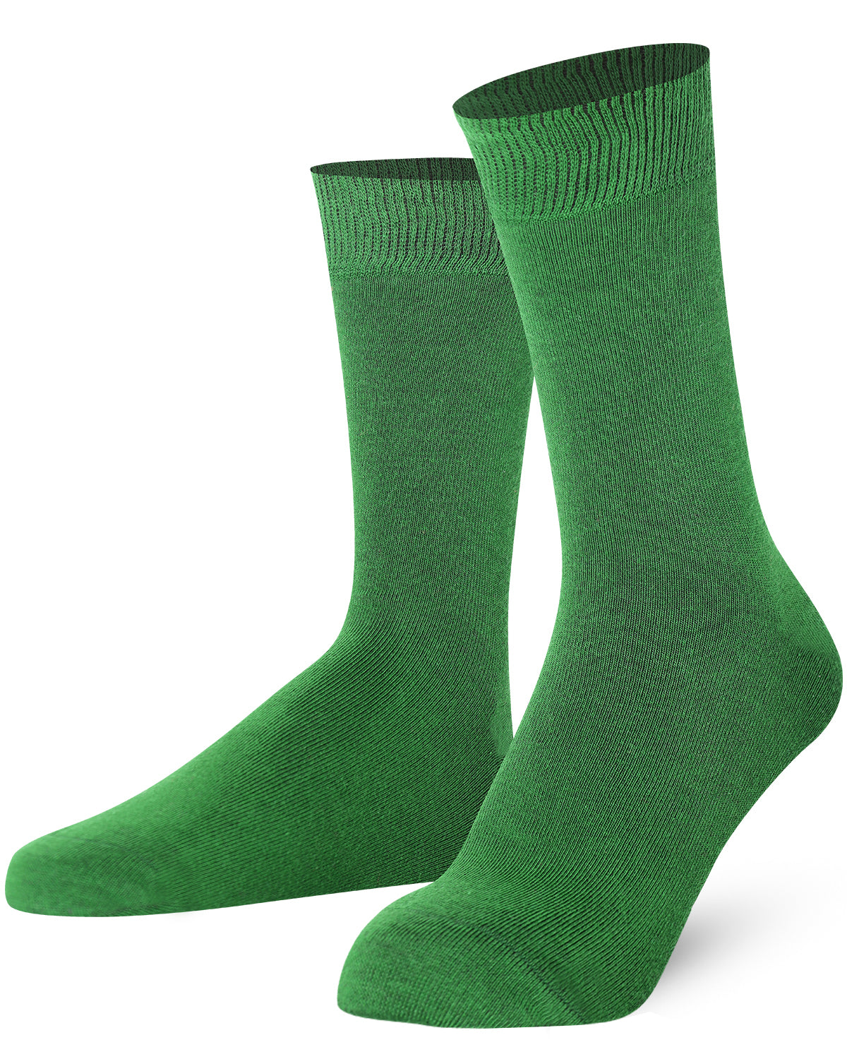 Pair of Mysocks unisex plain green crew socks made from combed cotton.