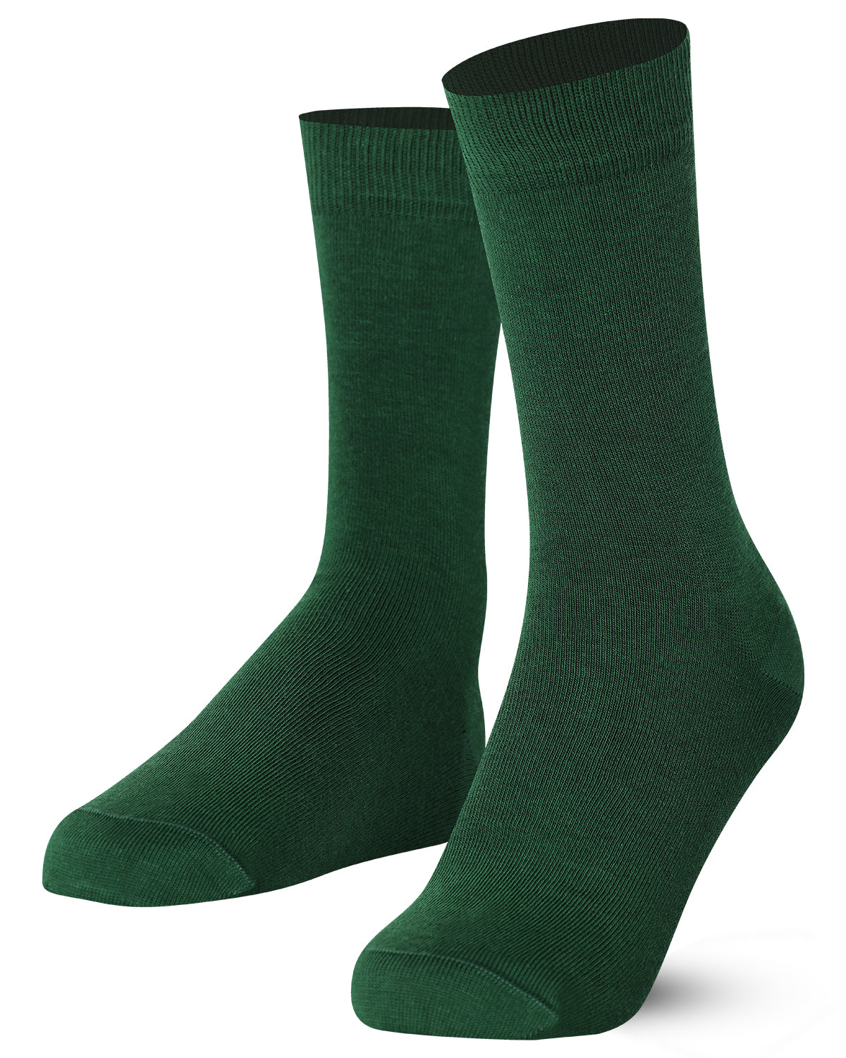 Pair of Mysocks unisex plain pine green crew socks made from combed cotton.