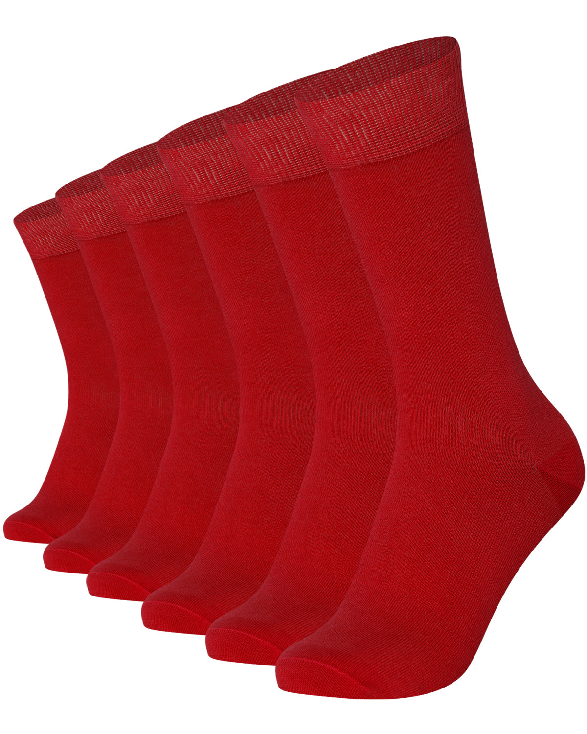 Unisex plain bordo crew socks 6-pair pack made of combed cotton featuring a seamless toe for sensitive feet.