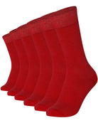 Unisex plain bordo crew socks 6-pair pack made of combed cotton featuring a seamless toe for sensitive feet.