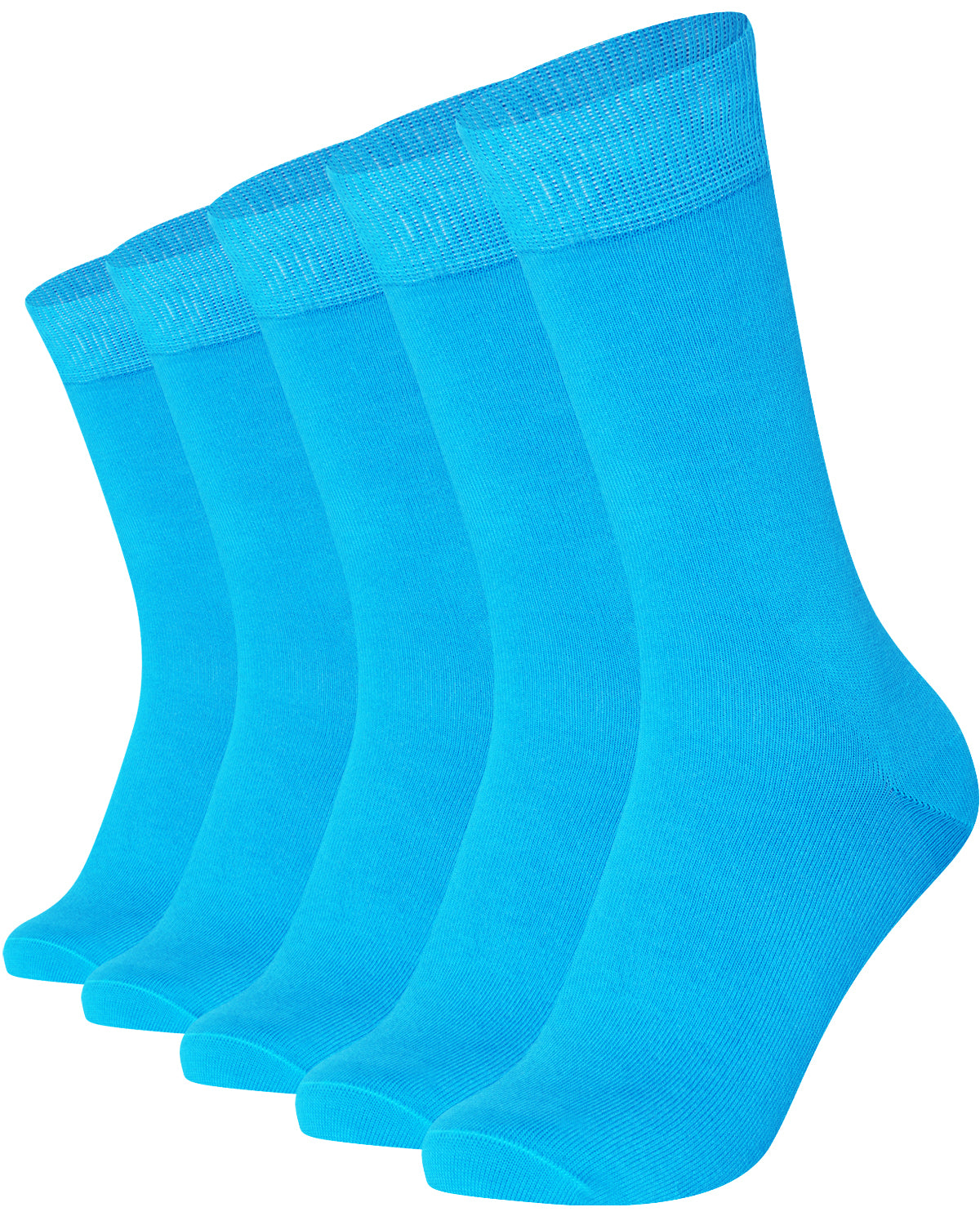 Mysocks men women socks plain turquoise blue 5 Pair Pack Seamless Toe Cotton Socks