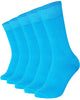 Mysocks men women socks plain turquoise blue 5 Pair Pack Seamless Toe Cotton Socks