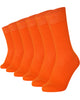 Unisex plain orange crew socks 6-pair pack made of combed cotton featuring a seamless toe for sensitive feet.