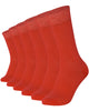 Unisex plain scarlet crew socks 6-pair pack made of combed cotton featuring a seamless toe for sensitive feet.