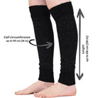 Women's black glitter speckled knit leg warmers worn over bare legs