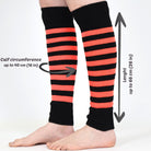 Mysocks women's soft acrylic orange and black striped leg warmers worn on legs