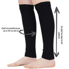 Woman wearing Mysocks plain black 100% acrylic leg warmers