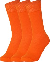 Crew Socks Plain 3 Pairs Combed Cotton Seamless Toe Combination 001