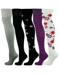 Over the Knee Socks Multi Design 5 Pairs Combed Cotton