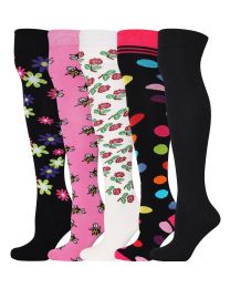 Over the Knee Socks Multi Design 5 Pairs Combed Cotton 01