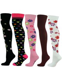 Over The Knee Socks  Multi Design 5 Pairs Combed Cotton 02