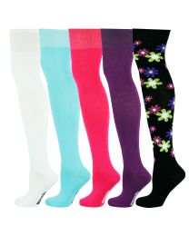 Over the Knee Socks Plain 5 Pairs Multi Colour Combed Cotton 02