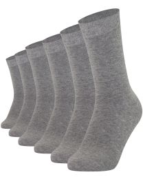 Crew Socks Plain 6 Pairs Combed Cotton Seamless Toe Combination 001