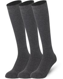 Mysocks 3 Pairs Knee High Socks Plain Anthracite, 4-7