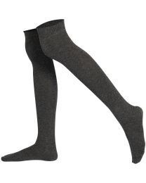 Plain Combed Cotton Over the Knee Socks -Anthracite 5-9