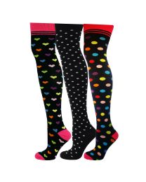 Over the Knee Socks Multi Pattern 3 Pairs Combed Cotton